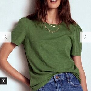 Boden Cotton Puff Sleeve green T-Shirt size L